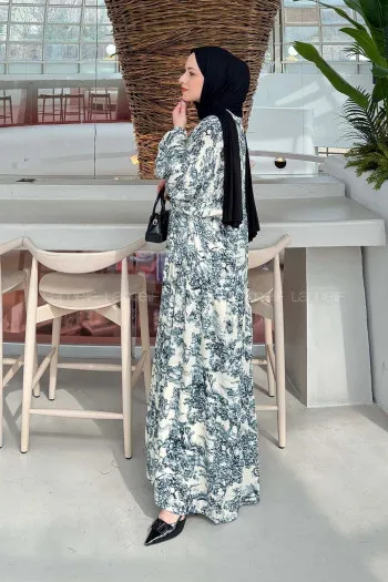 Lamelif Katleya Model Elbise Füme